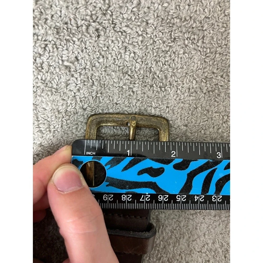 Eddie Bauer Mens Brown Leather Belt Made in Italy Brass Buckle Size 36 38